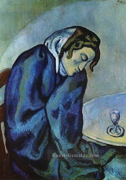 Betrunkene Frau ist müde Frau ivre se Müdigkeit 1902 Pablo Picasso Ölgemälde